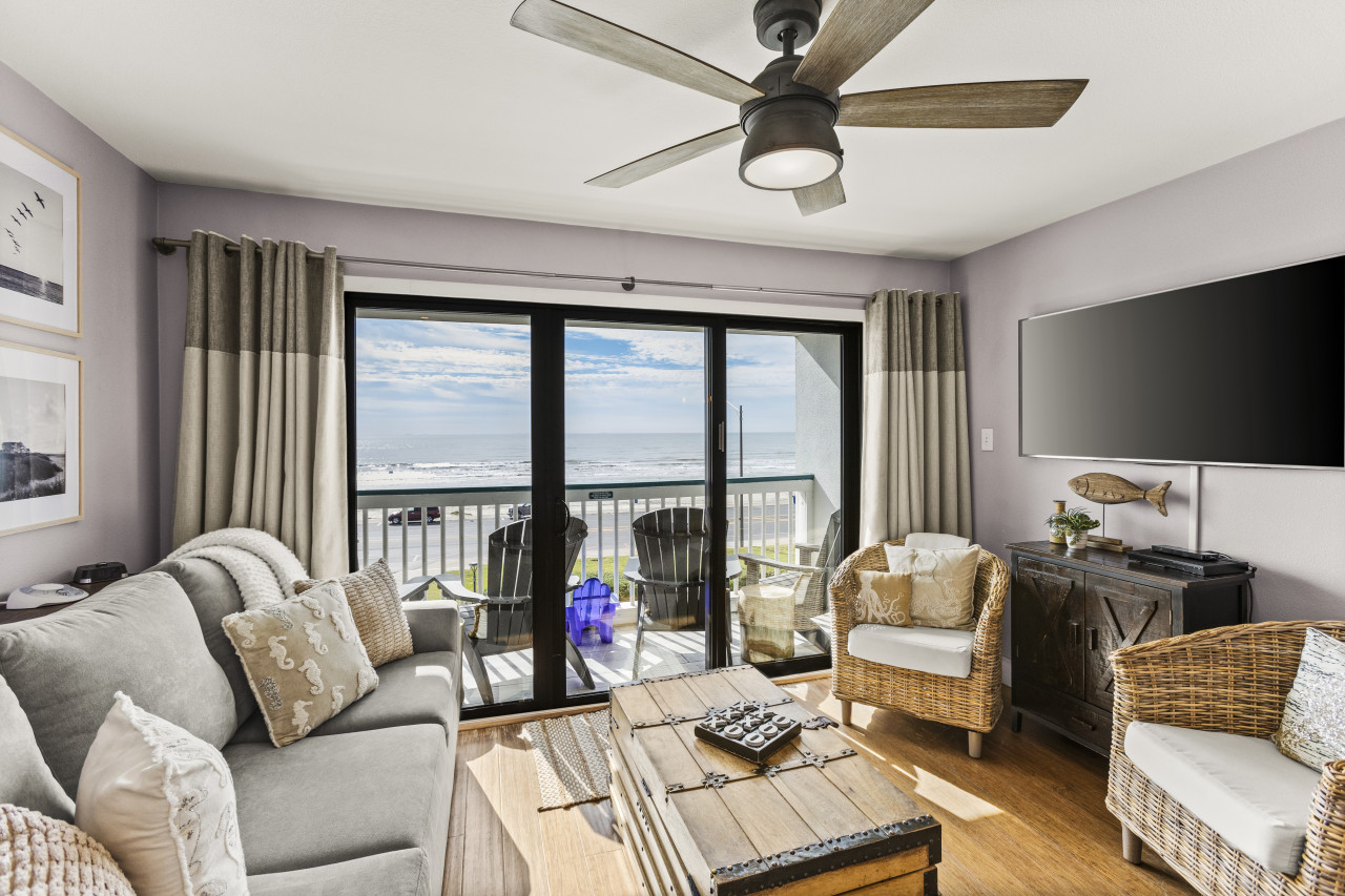 Coastal living space with beachfront views on Seawall Boulevard