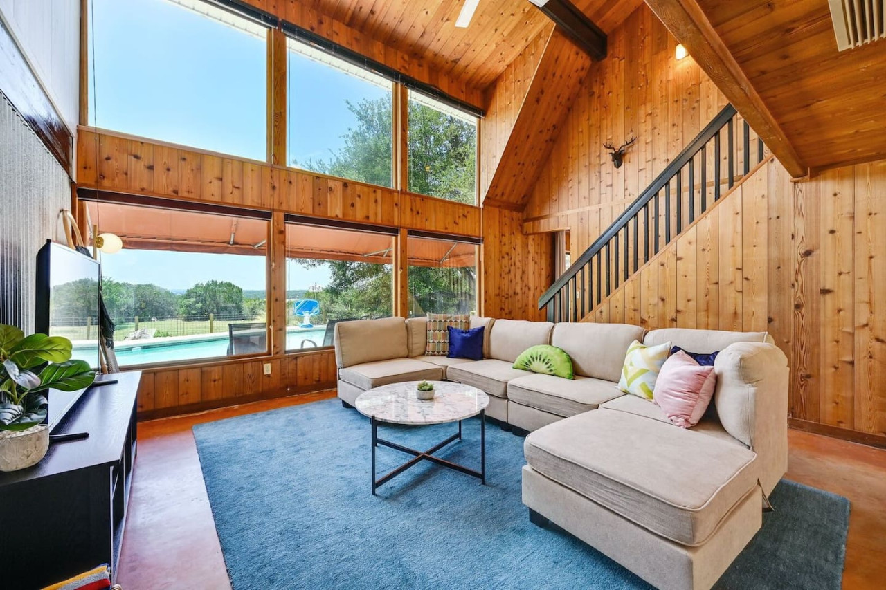 Cozy Texas-style living space with natural light near Lake Travis