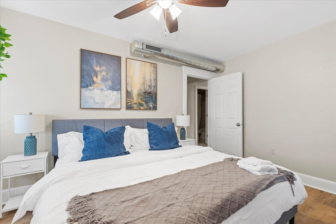 As you enter the king bedroom, the sophisticated decor and plush bedding create a space where you can truly unwind.