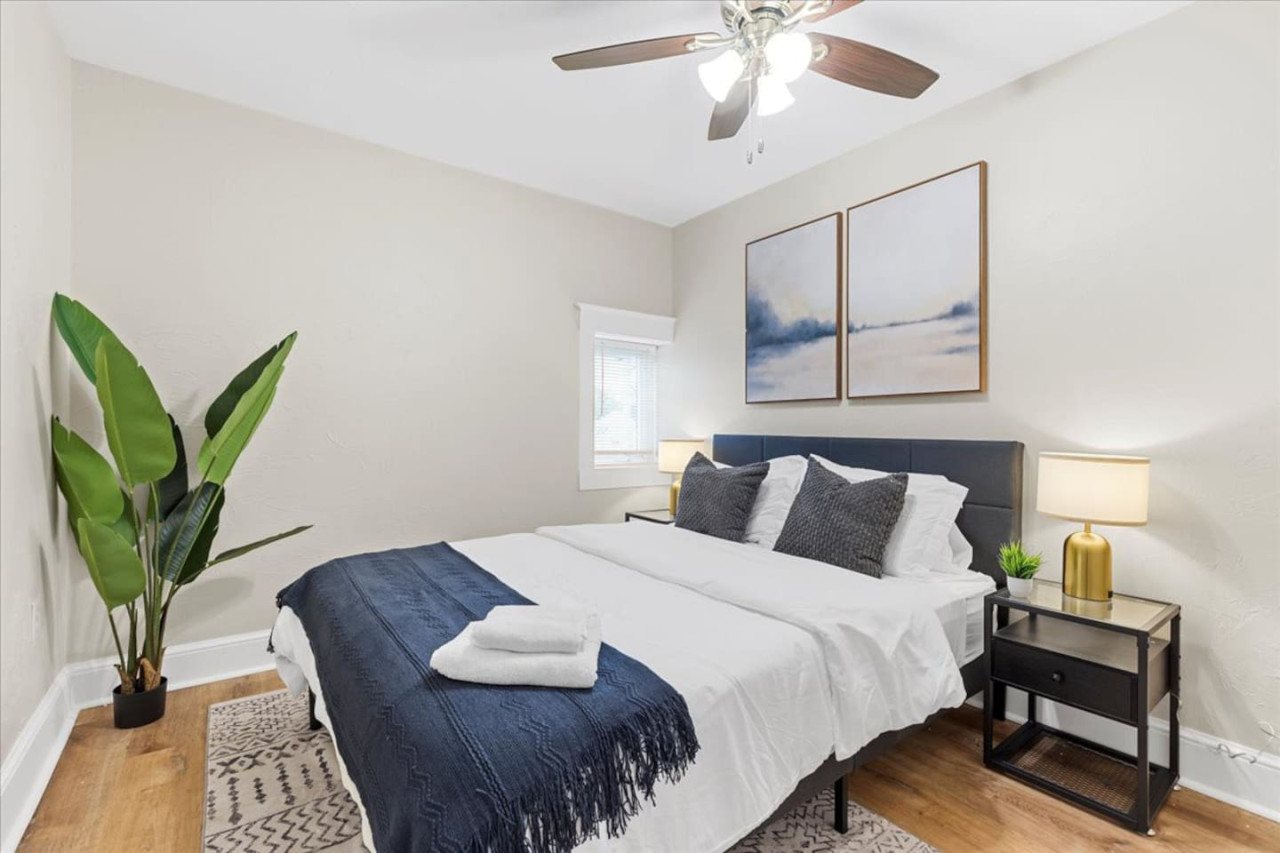 As you lie back on the queen bed, you are surrounded by elegant decor and a soothing color palette that calms the senses.
