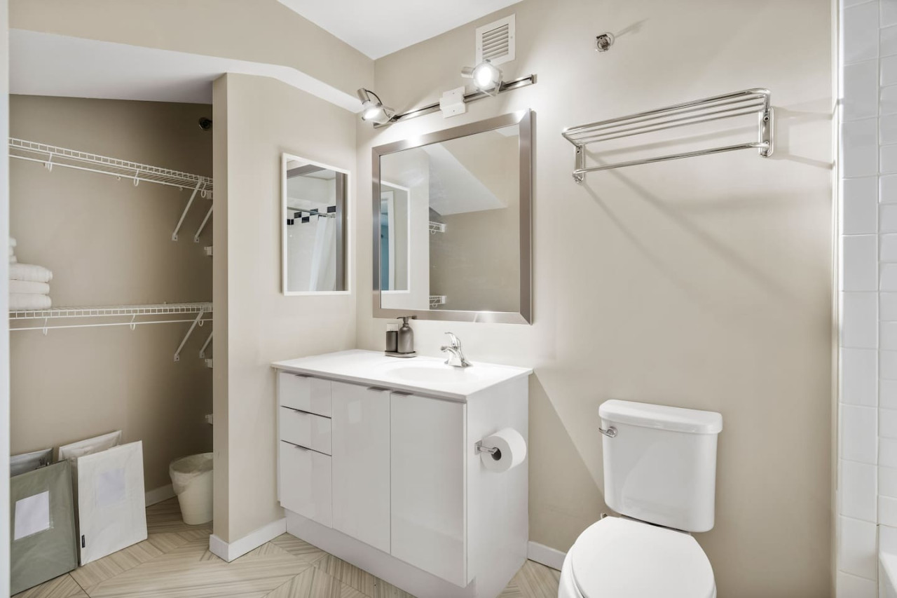 The bathroom is a private sanctuary, with a layout and features that make it the perfect place to rejuvenate.