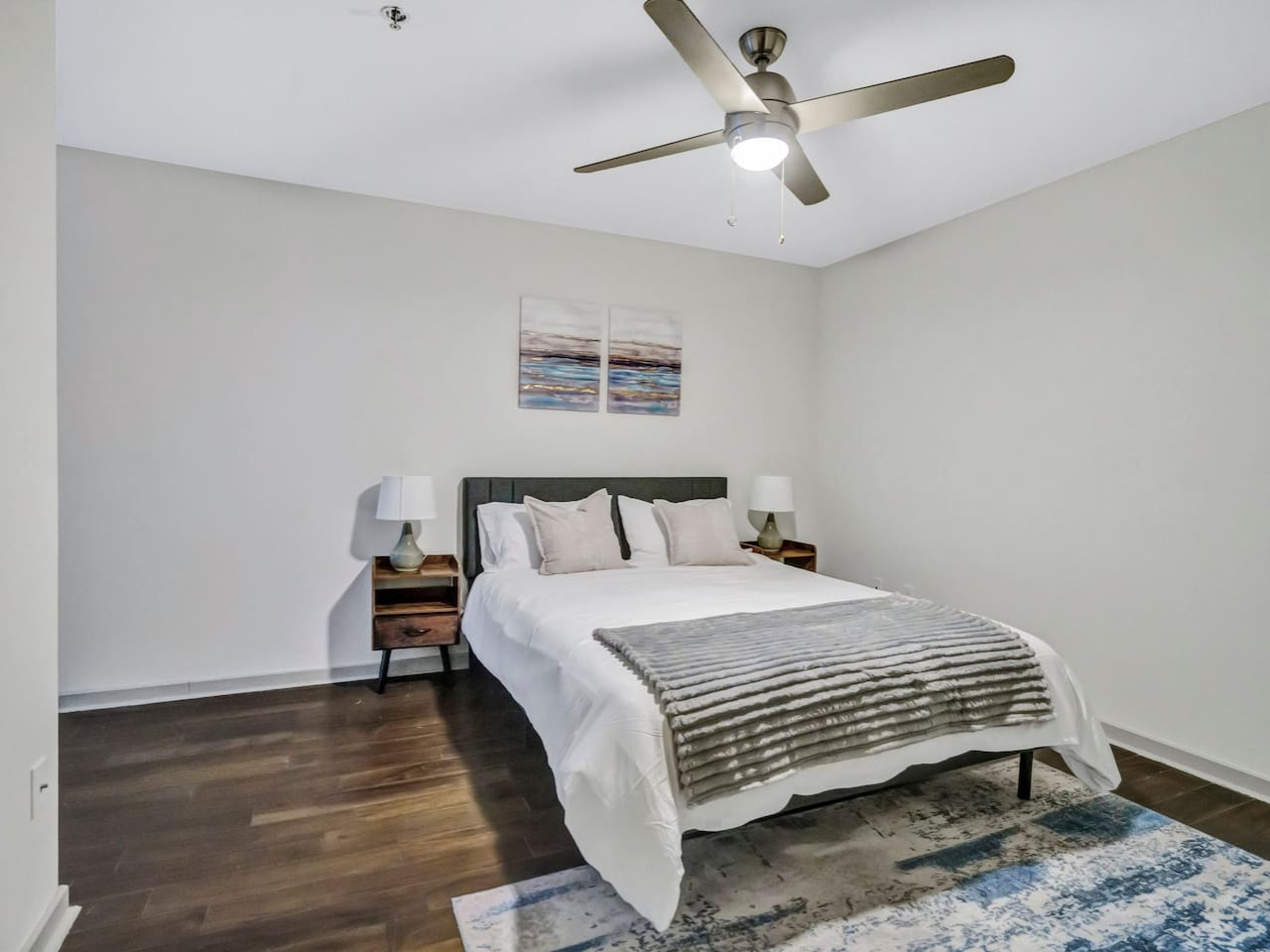 As you lie back on the queen bed, you are surrounded by elegant decor and a soothing color palette that calms the senses.