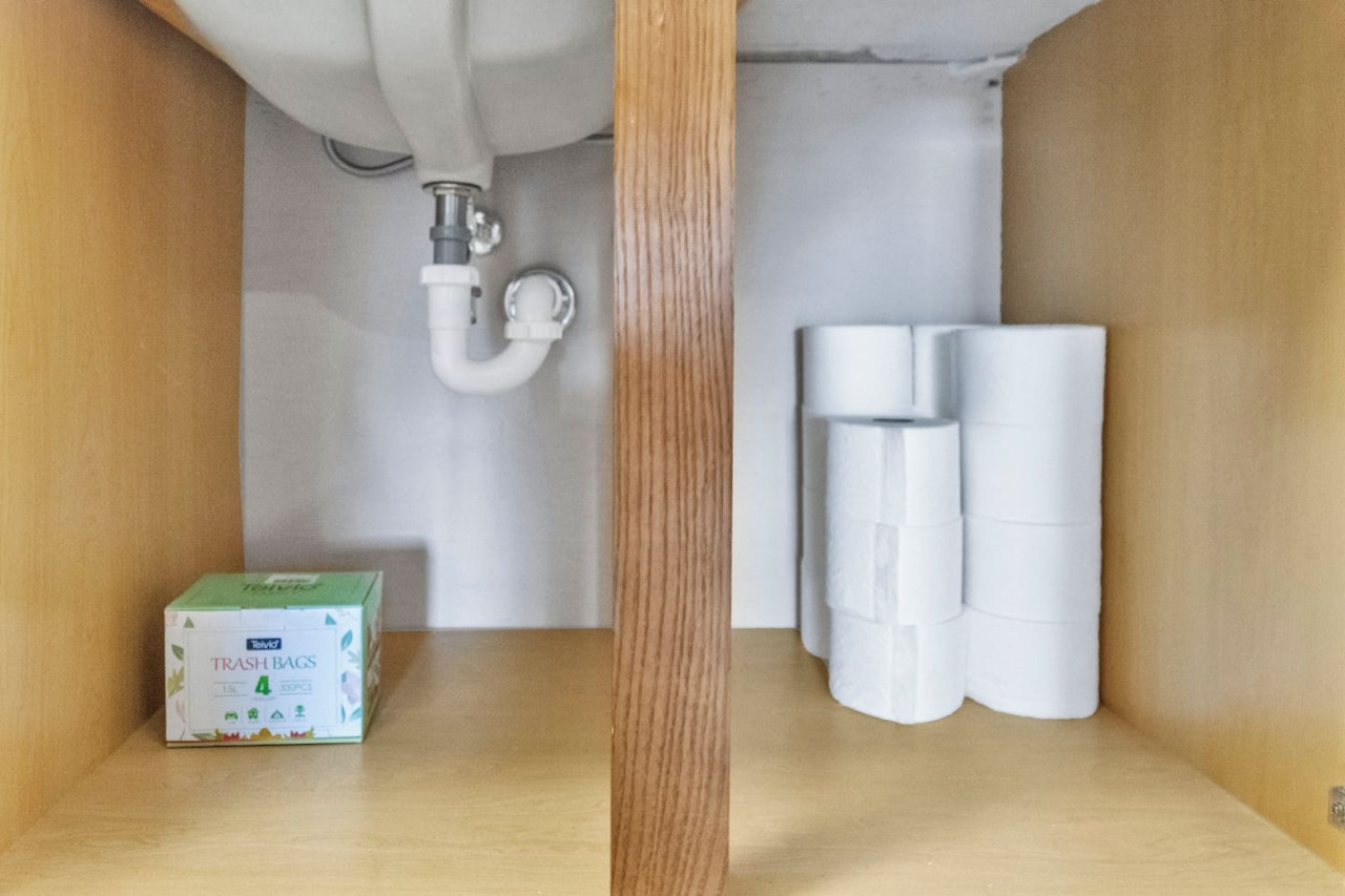 Fully equipped kitchen with all the tools you need for a perfect culinary experience. Enjoy the convenience of having everything at your fingertips!