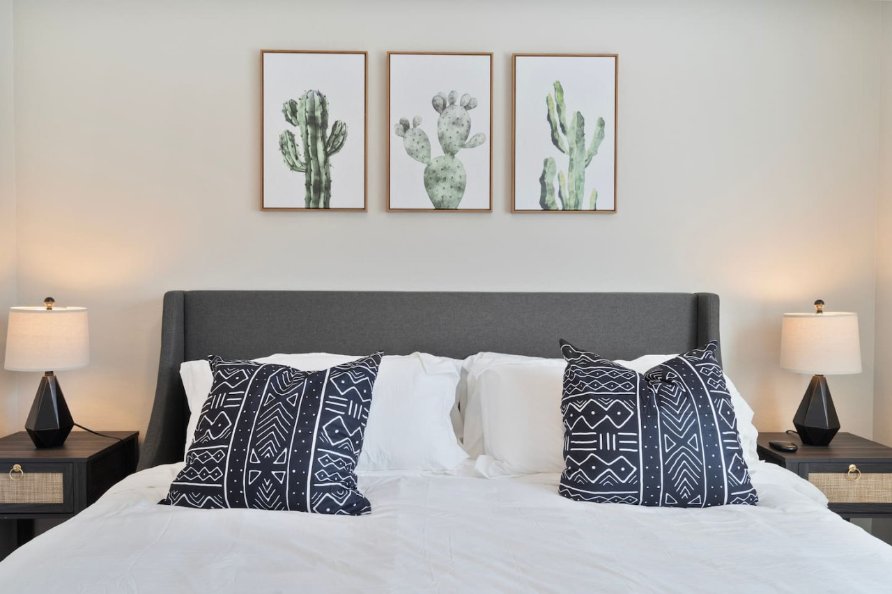 The bedroom offers a sanctuary of calm, where you can unwind and recharge in comfort and style.