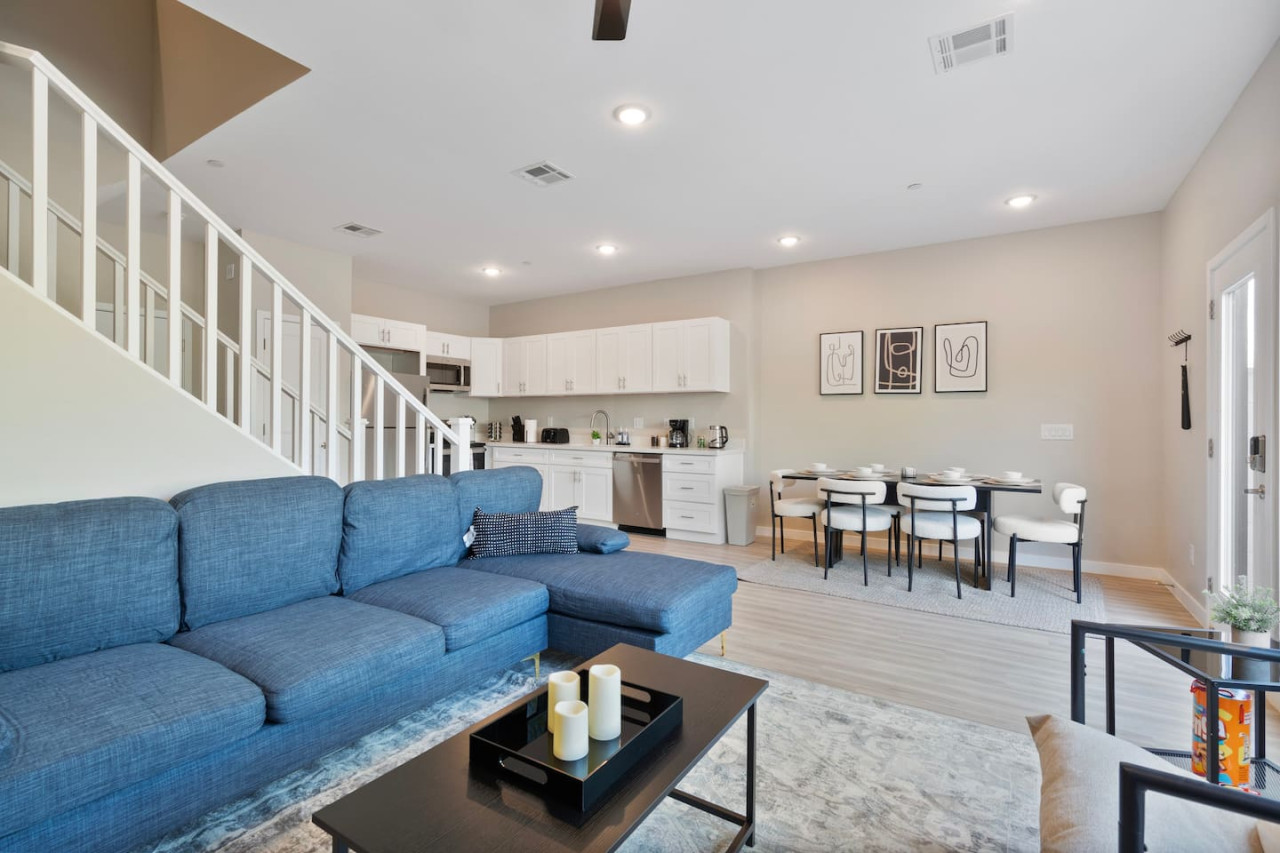 As you take a seat in the living room, the comfortable furniture and tasteful design make it easy to unwind.