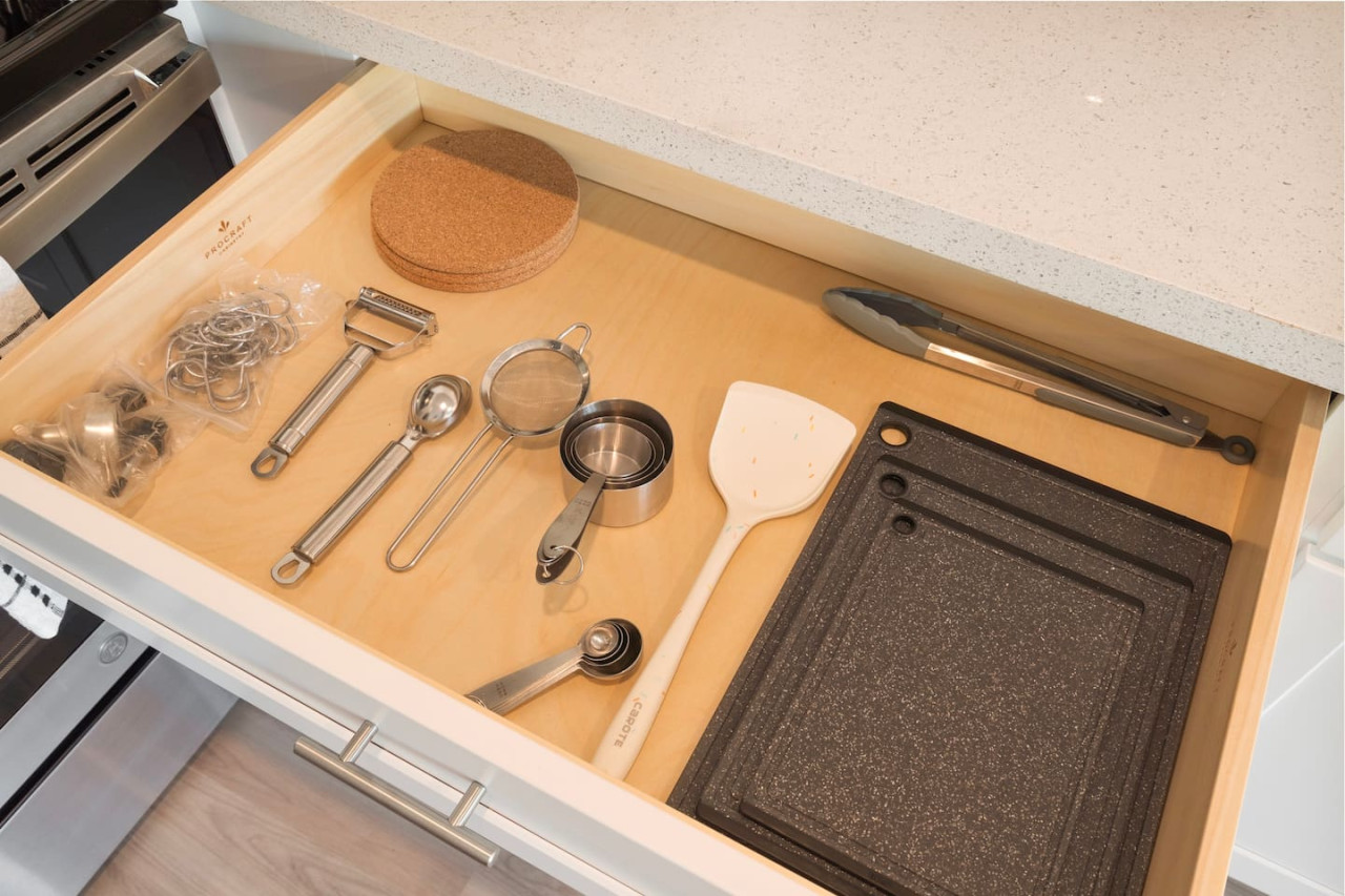 Enjoy the open space concept so you can still engage with everyone while cooking.
