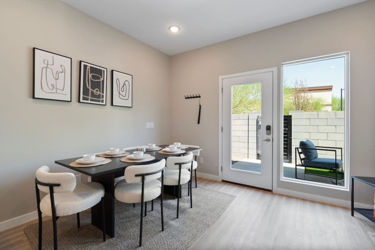 The dining area encourages you to gather with friends, enjoy a drink, and create lasting memories.