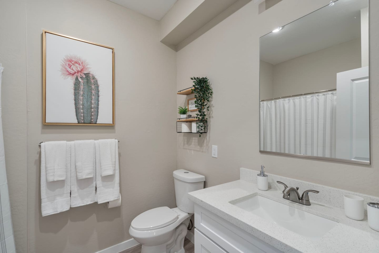 The bathroom is a private sanctuary, with a layout and features that make it the perfect place to rejuvenate.