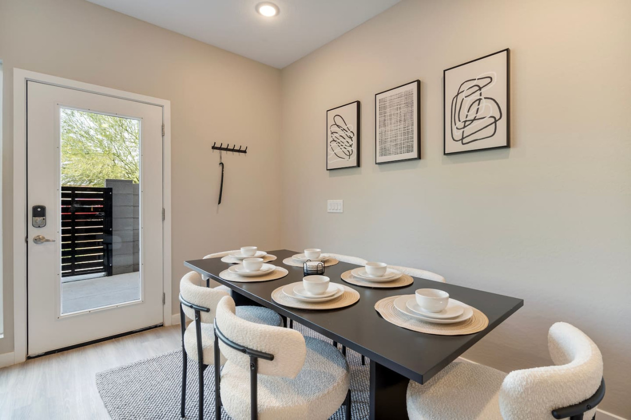 The dining area encourages you to gather with friends, enjoy a drink, and create lasting memories.