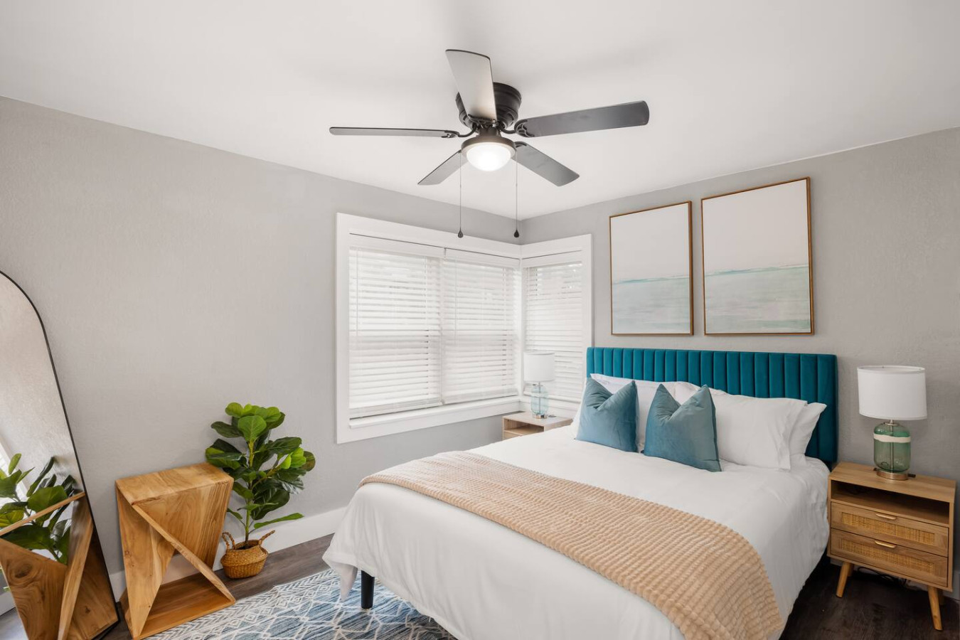As you lie back on the queen bed, you are surrounded by elegant decor and a soothing color palette that calms the senses.