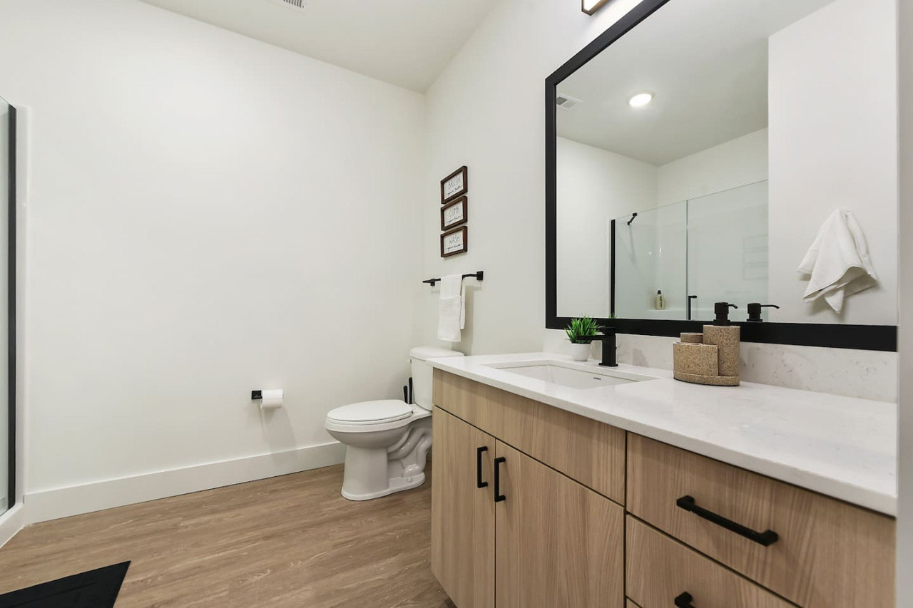 The bathroom is a private sanctuary, with a layout and features that make it the perfect place to rejuvenate.