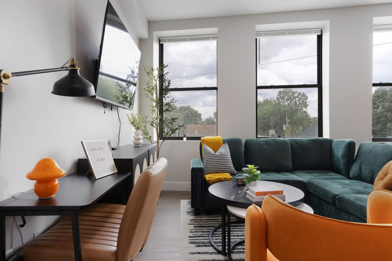 Relax in the living room and watch your favorite shows, lounging is a great way to unwind after a long day.