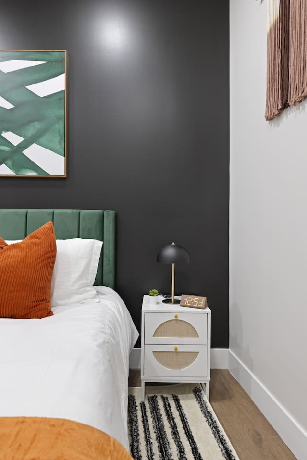 The bedroom offers a sanctuary of calm, where you can unwind and recharge in comfort and style.