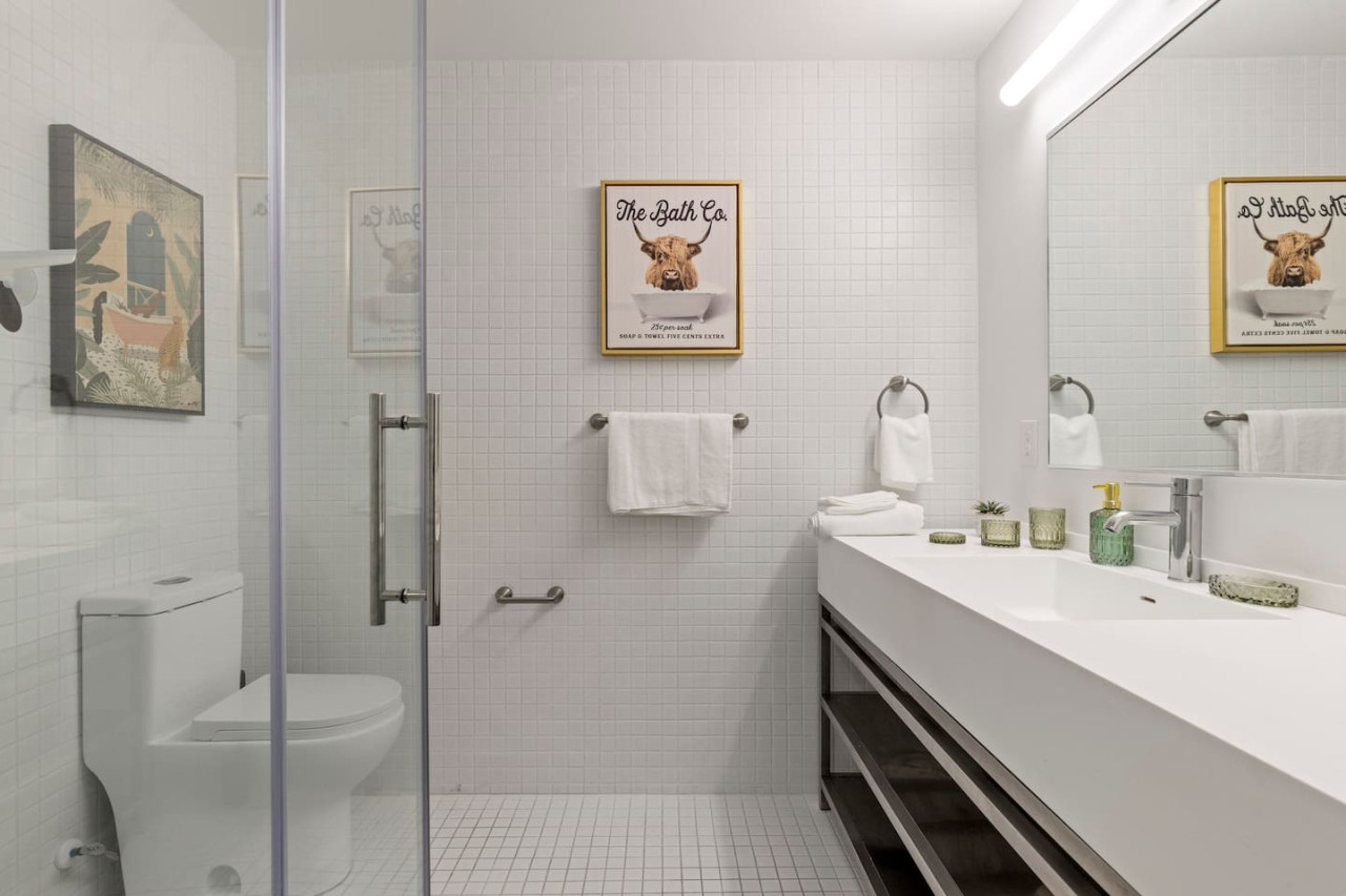 The bathroom is a private sanctuary, with a layout and features that make it the perfect place to rejuvenate.
