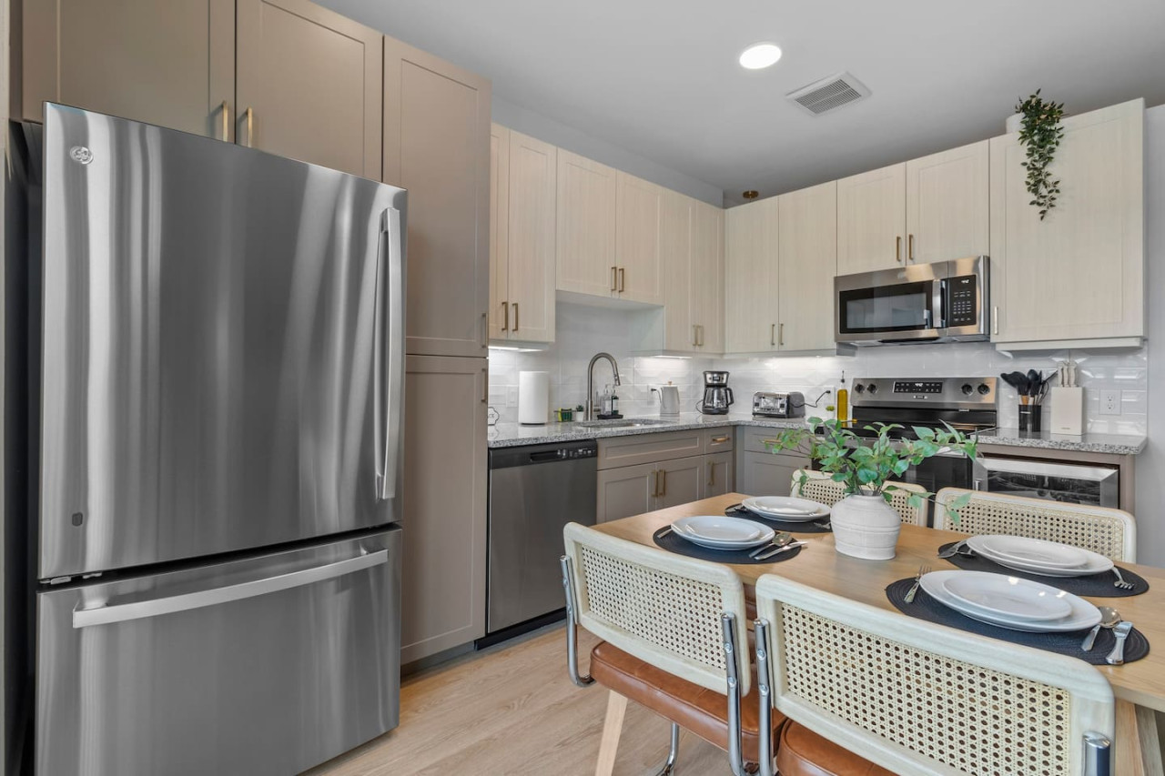 The dining area invites you to savor every moment, whether enjoying a quiet meal or hosting a festive gathering.