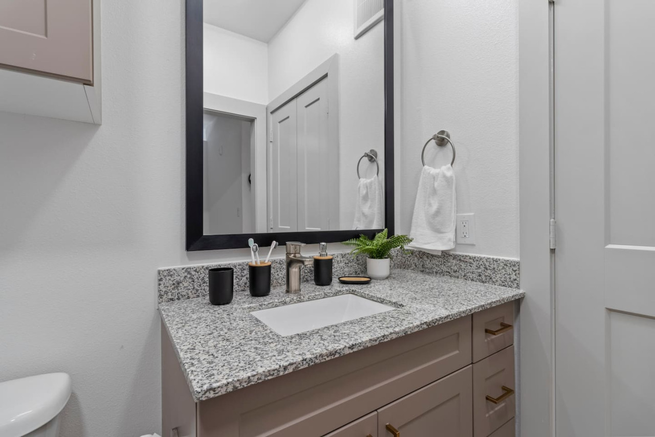 The bathroom is a private sanctuary, with a layout and features that make it the perfect place to rejuvenate.