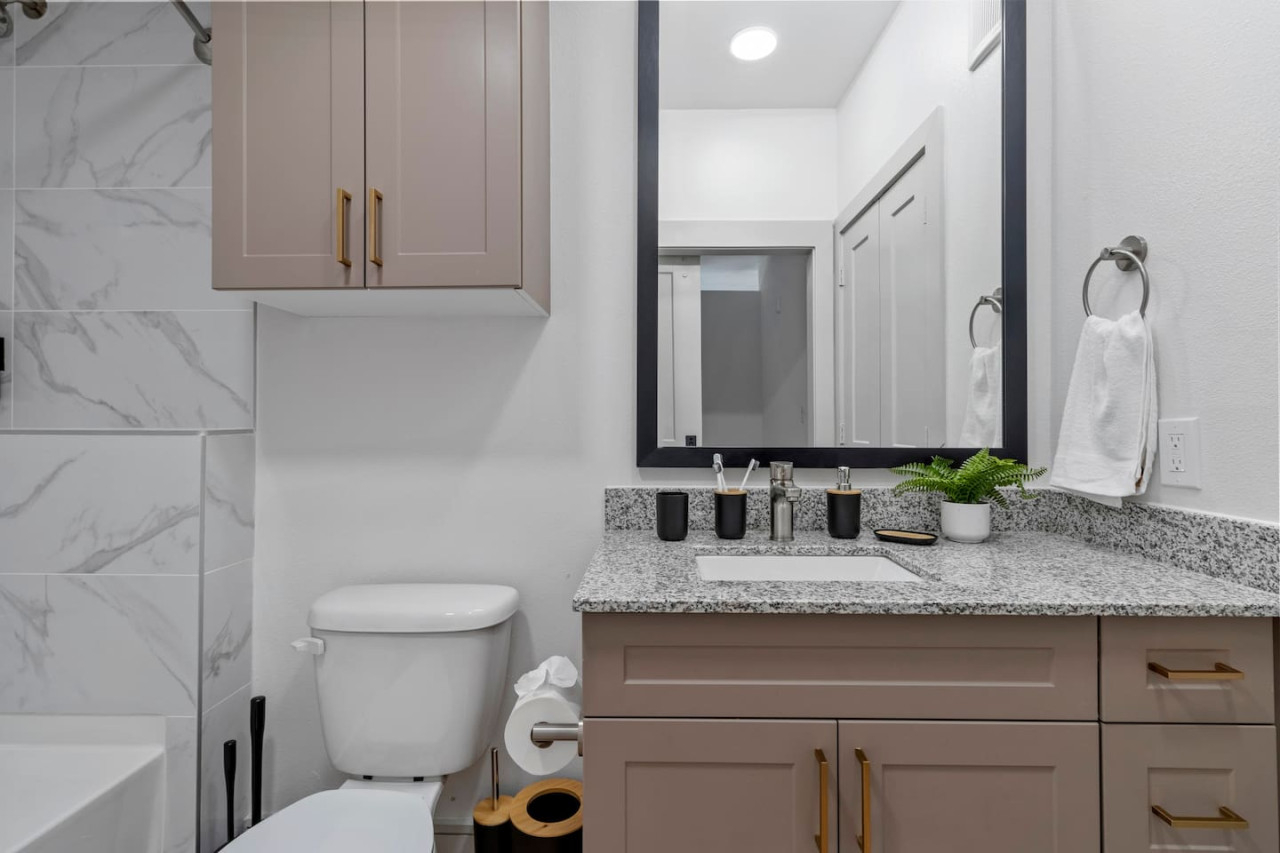 The bathroom is a private sanctuary, with a layout and features that make it the perfect place to rejuvenate.