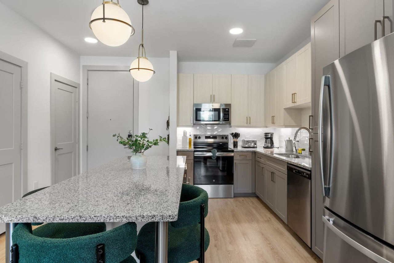 As you step into the kitchen, the clean lines and functional design make you eager to start cooking your favorite dishes.