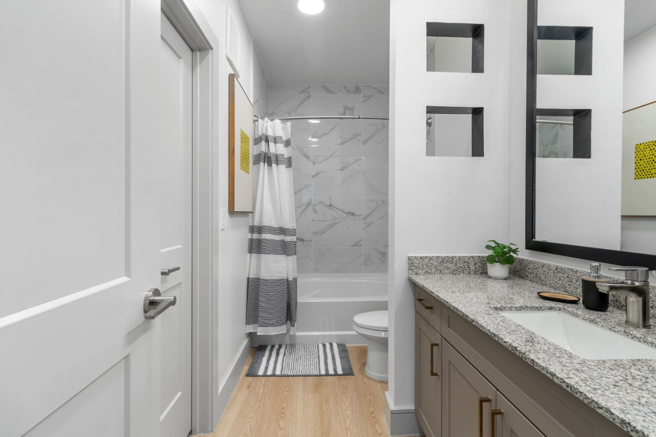 The bathroom is a private sanctuary, with a layout and features that make it the perfect place to rejuvenate.