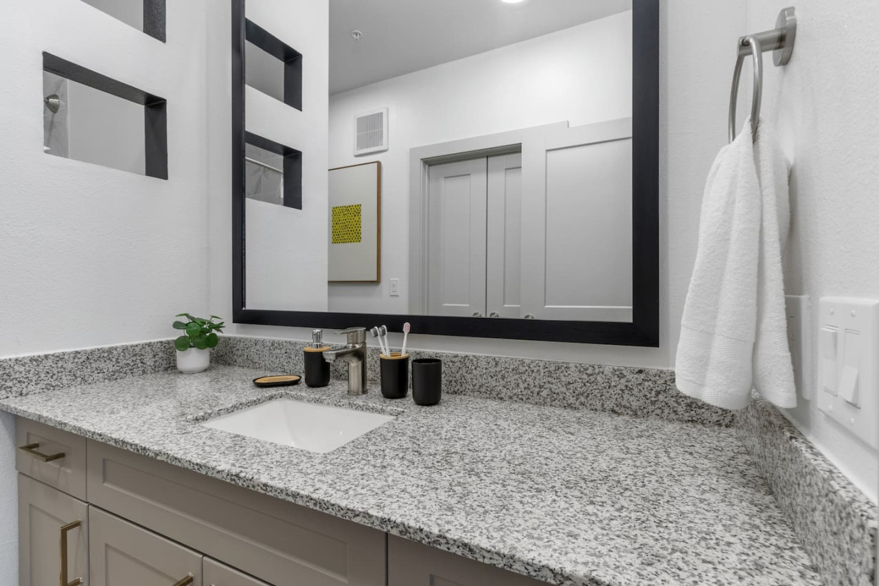 The bathroom is a private sanctuary, with a layout and features that make it the perfect place to rejuvenate.