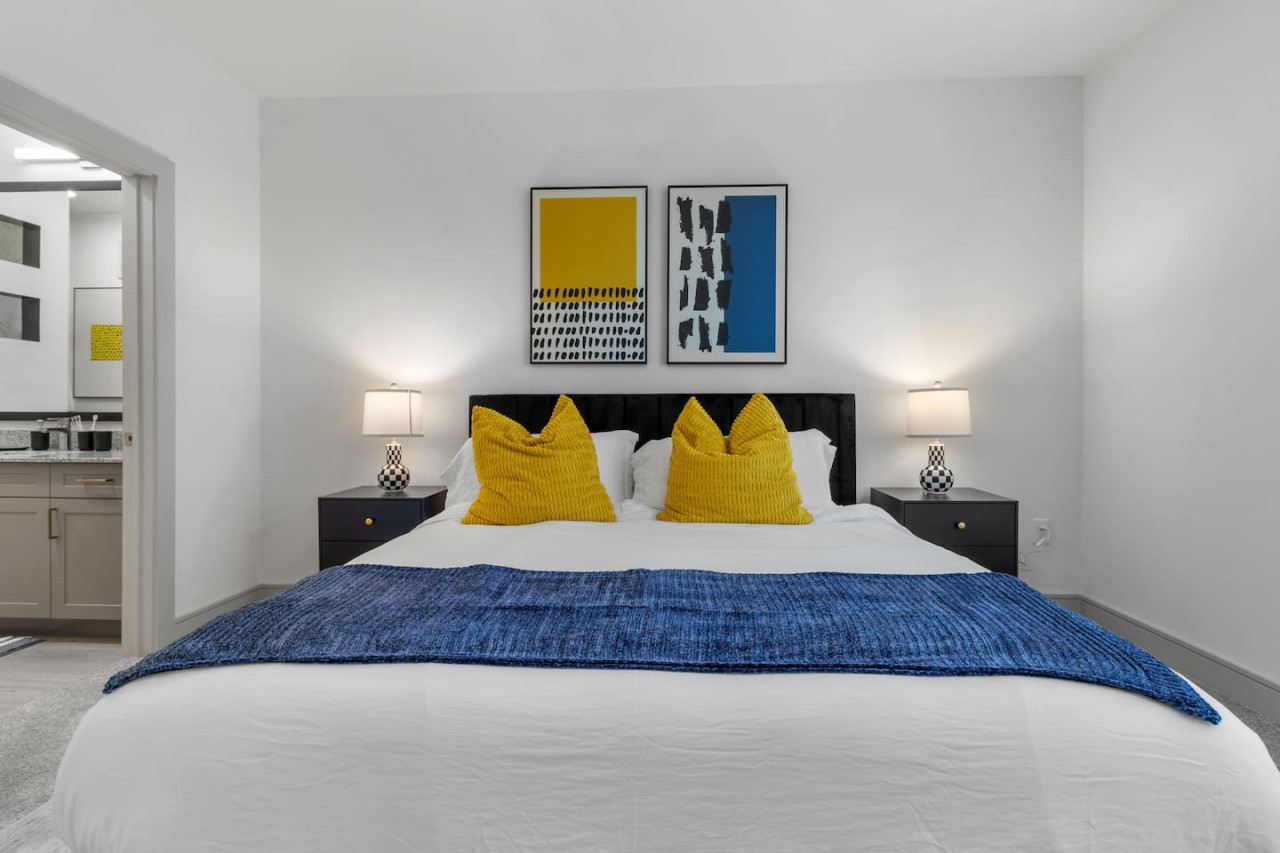 As you enter the king bedroom, the sophisticated decor and plush bedding create a space where you can truly unwind.