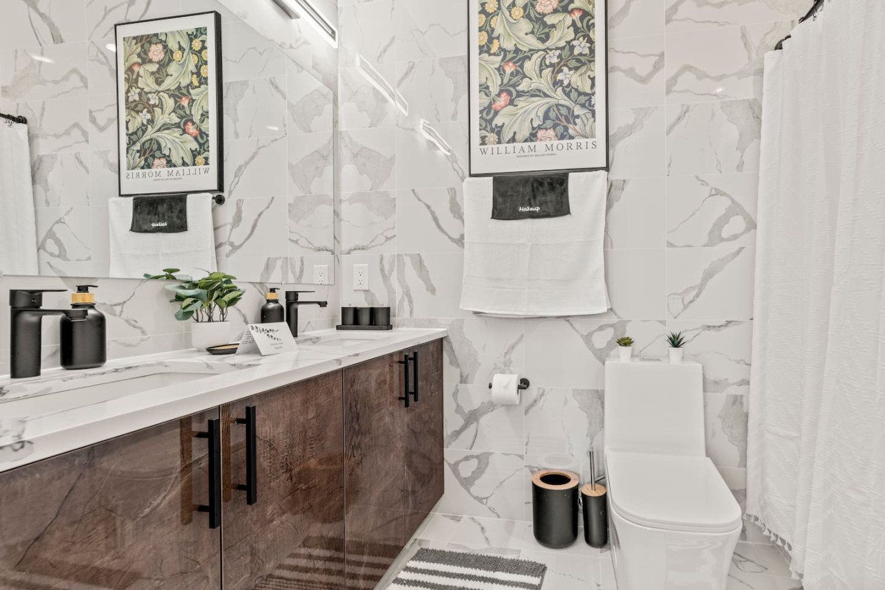 The bathroom is a private sanctuary, with a layout and features that make it the perfect place to rejuvenate.