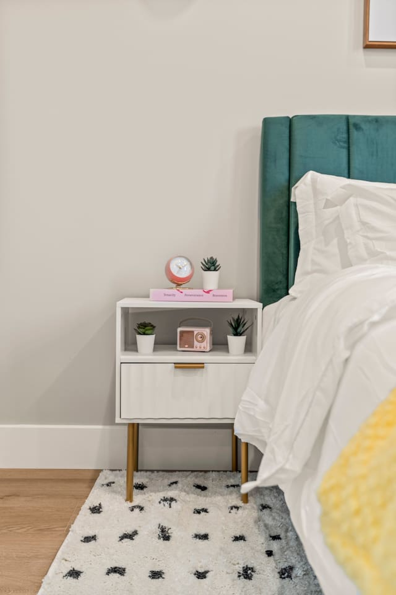 The bedroom’s serene ambiance invites you to relax, with a plush bed that promises a restful night's sleep.