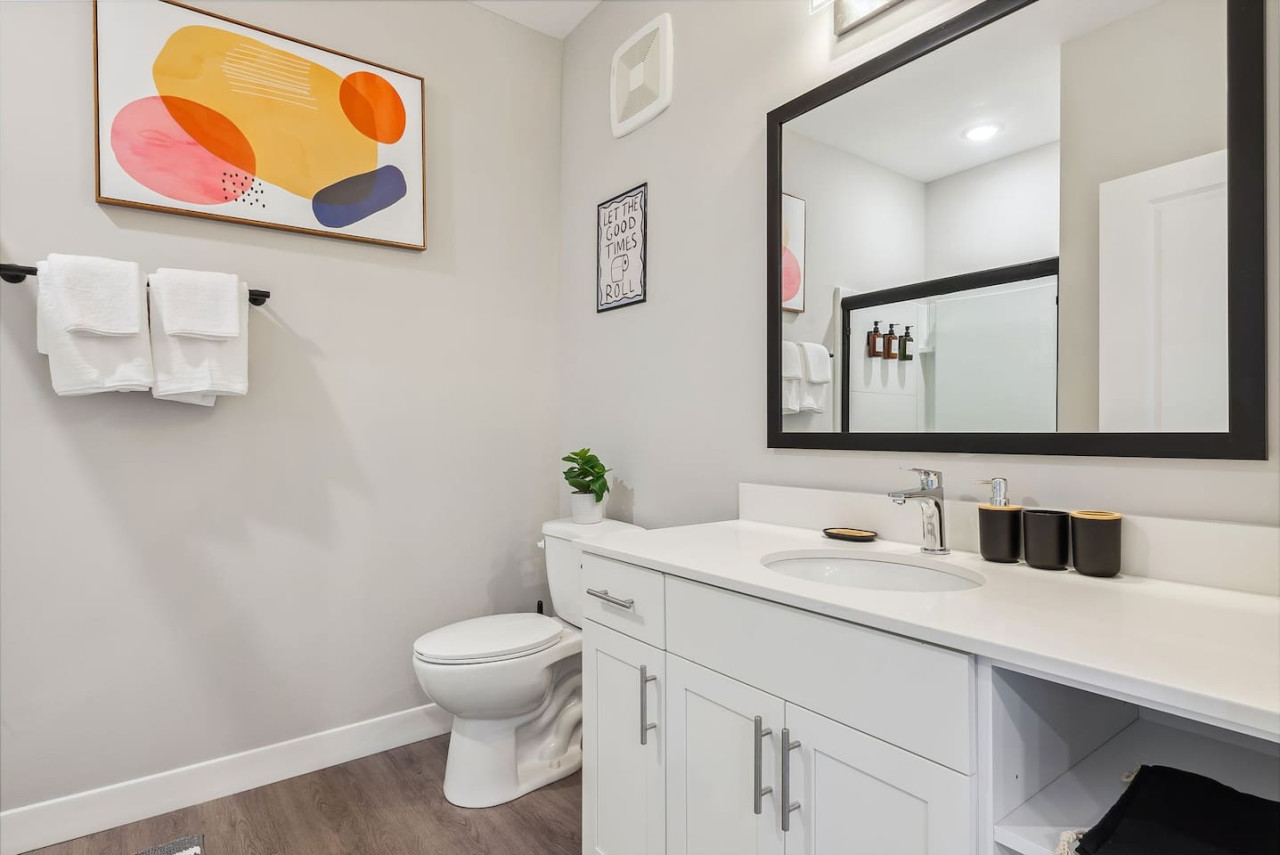 The bathroom is a private sanctuary, with a layout and features that make it the perfect place to rejuvenate.
