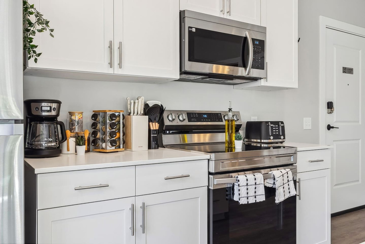 As you step into the kitchen, the clean lines and functional design make you eager to start cooking your favorite dishes.