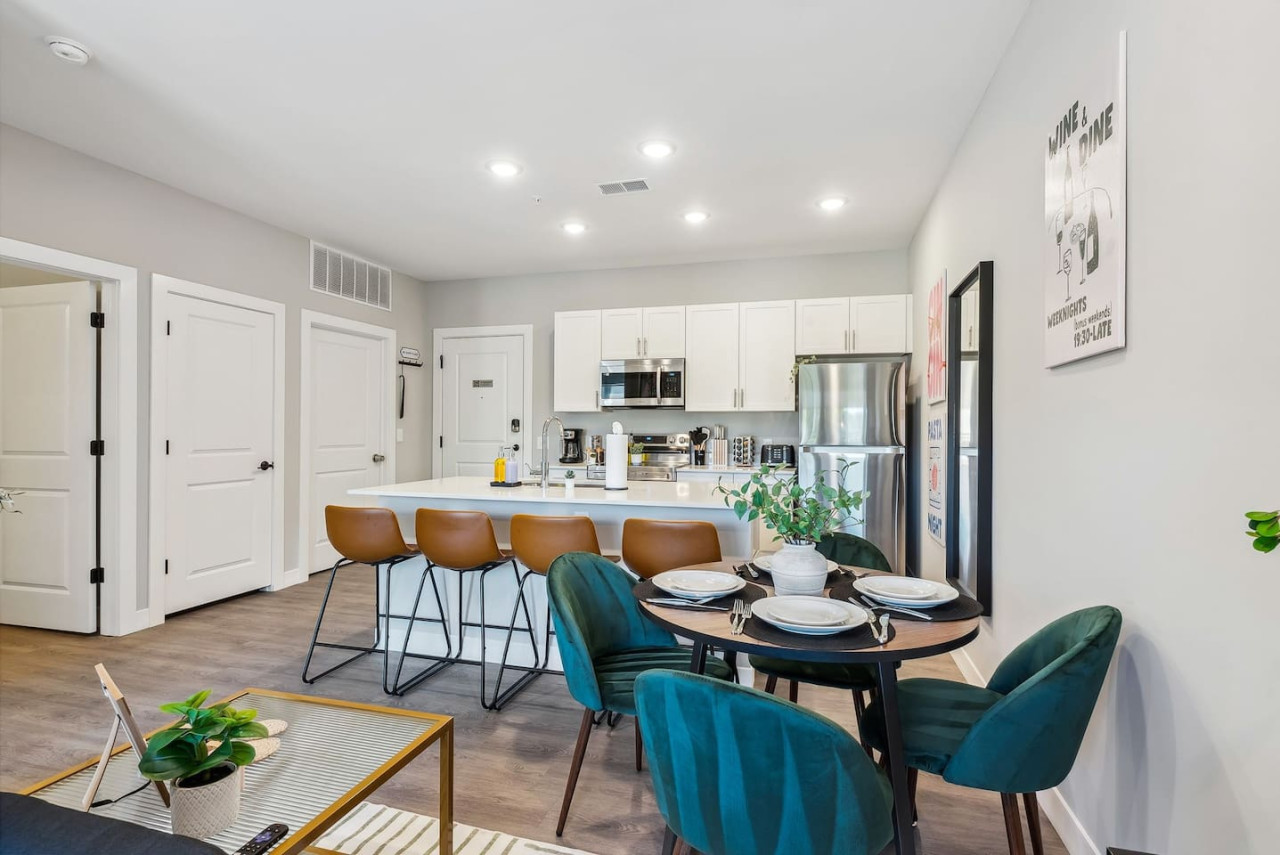 You are surrounded by tasteful decor and warm tones, making the dining room a perfect setting for any occasion.