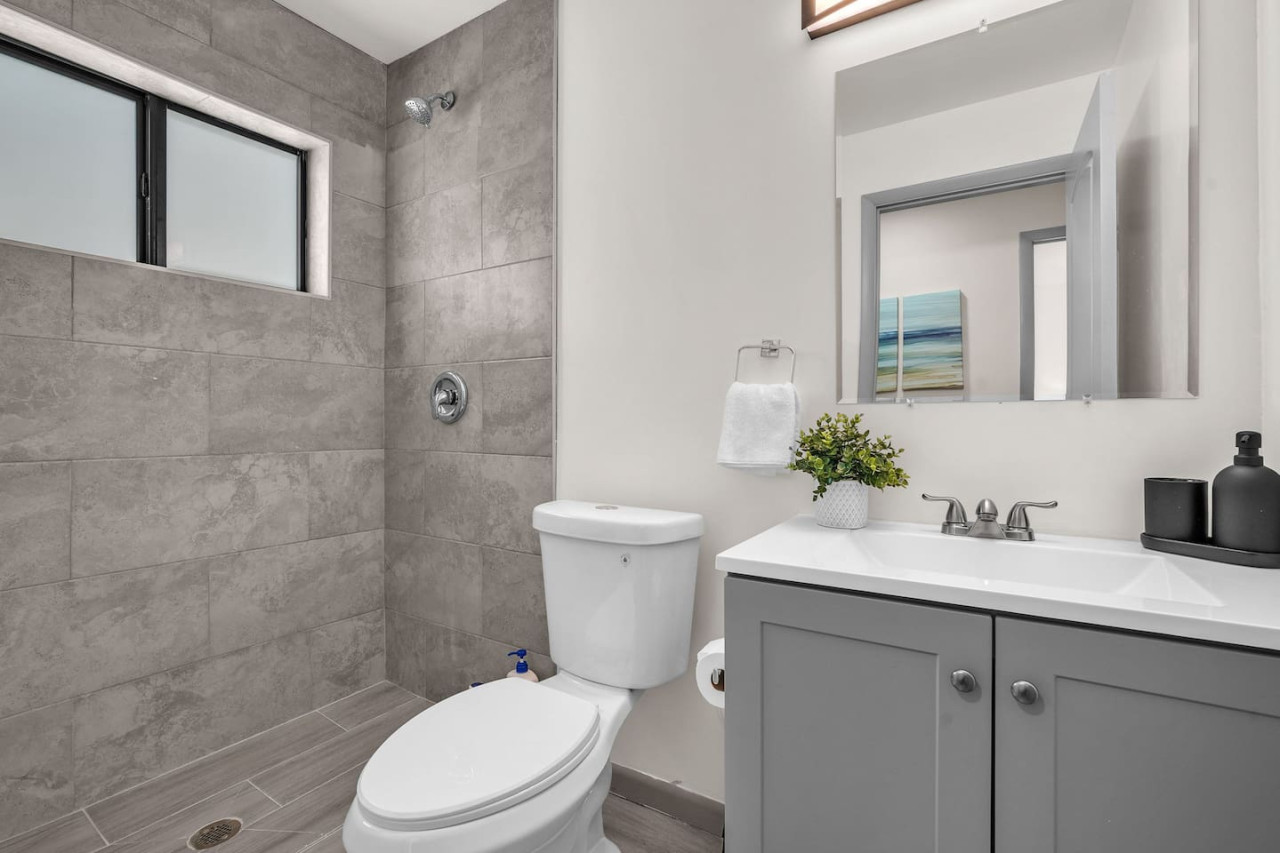 The bathroom is a private sanctuary, with a layout and features that make it the perfect place to rejuvenate.