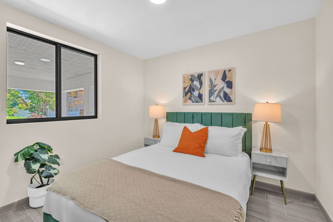 The bedroom offers a sanctuary of calm, where you can unwind and recharge in comfort and style.