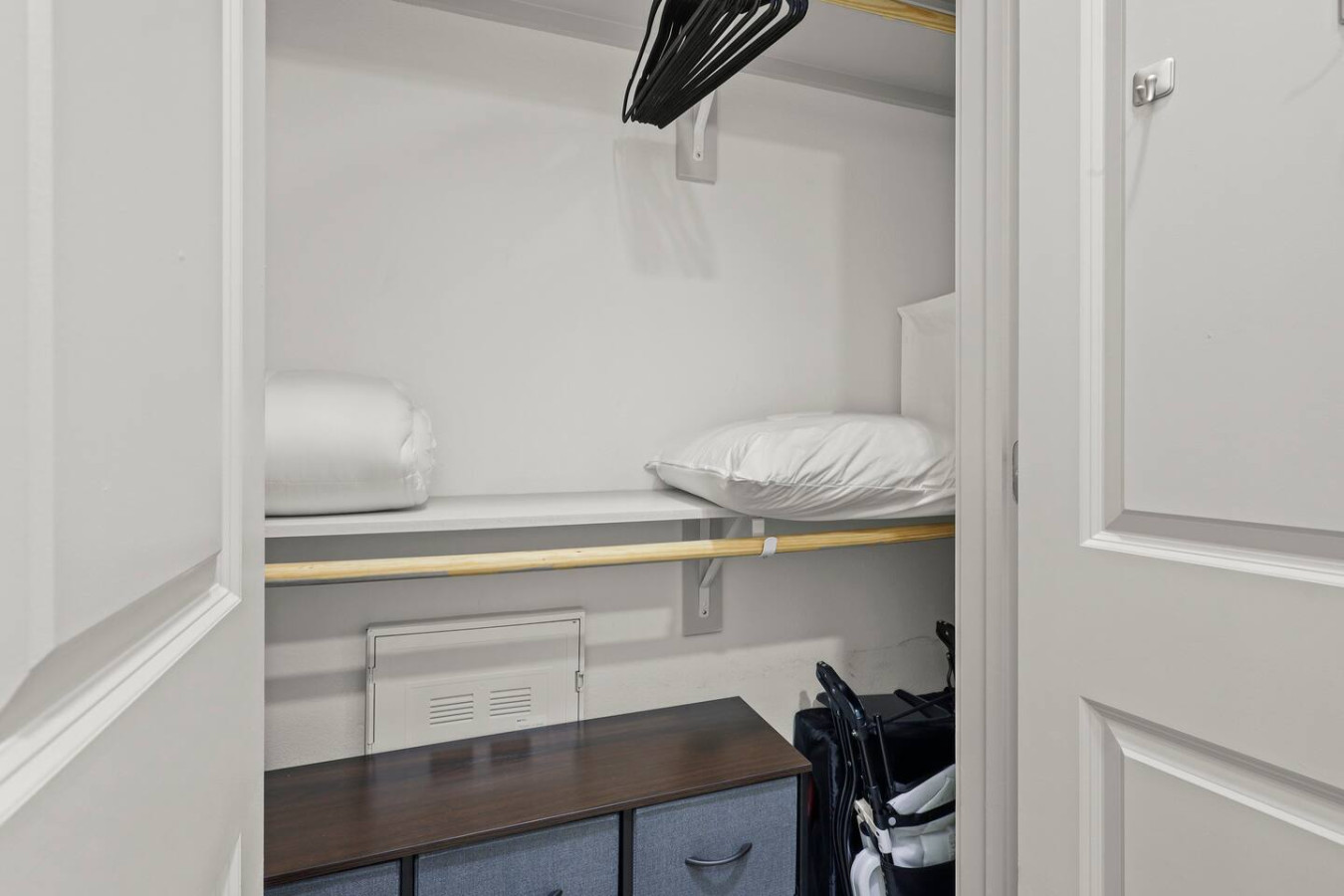 Spacious closets with ample storage space for all your travel essentials – unpack, unwind, and feel right at home.