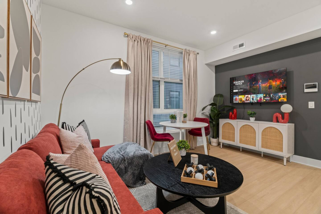 55" Smart TV with beautiful plant and decoration in the living room