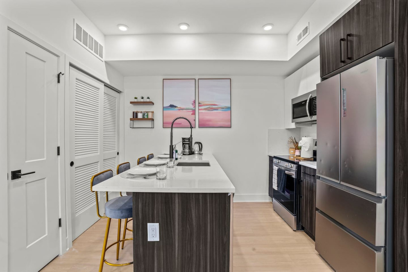 Breakfast bar/dining area in the kitchen that comfortably sits 4 people.