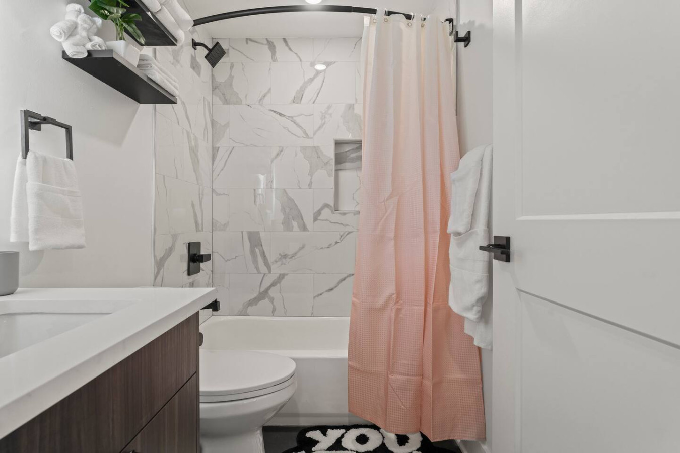 The bathroom is a private sanctuary, with a layout and features that make it the perfect place to rejuvenate.