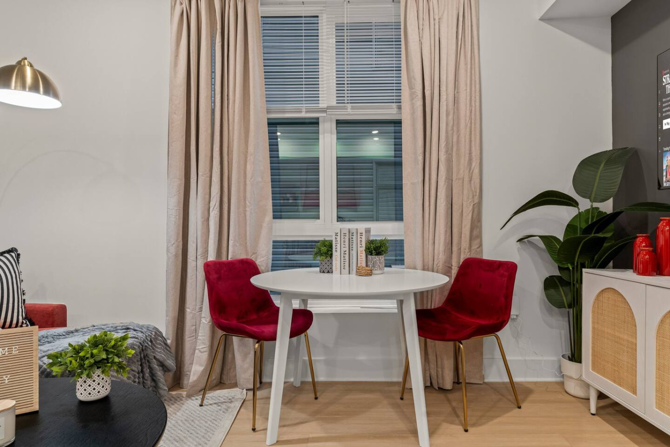 The dining room encourages you to gather with friends, enjoy a drink, and create lasting memories.