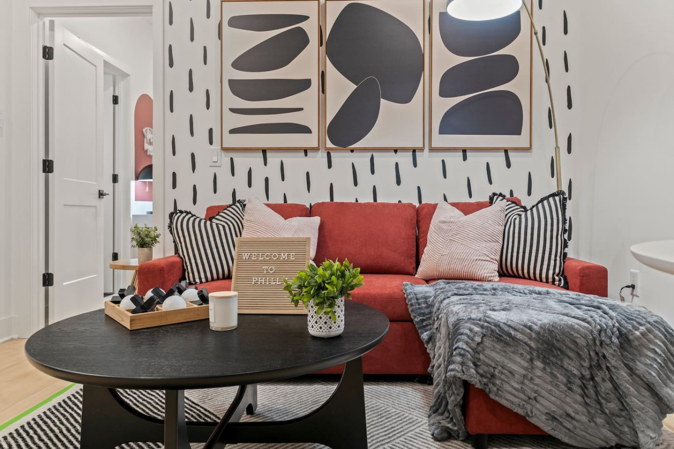 As you take a seat in the living room, the comfortable furniture and tasteful design make it easy to unwind.