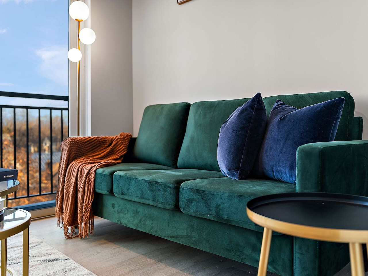 As you take a seat in the living room, the comfortable furniture and tasteful design make it easy to unwind.