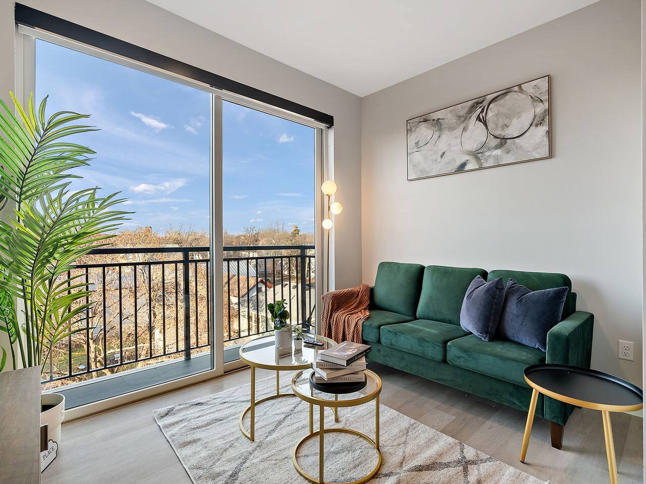 As you take a seat in the living room, the comfortable furniture and tasteful design make it easy to unwind.