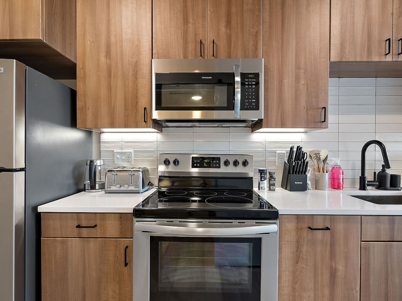 As you step into the kitchen, the clean lines and functional design make you eager to start cooking your favorite dishes.