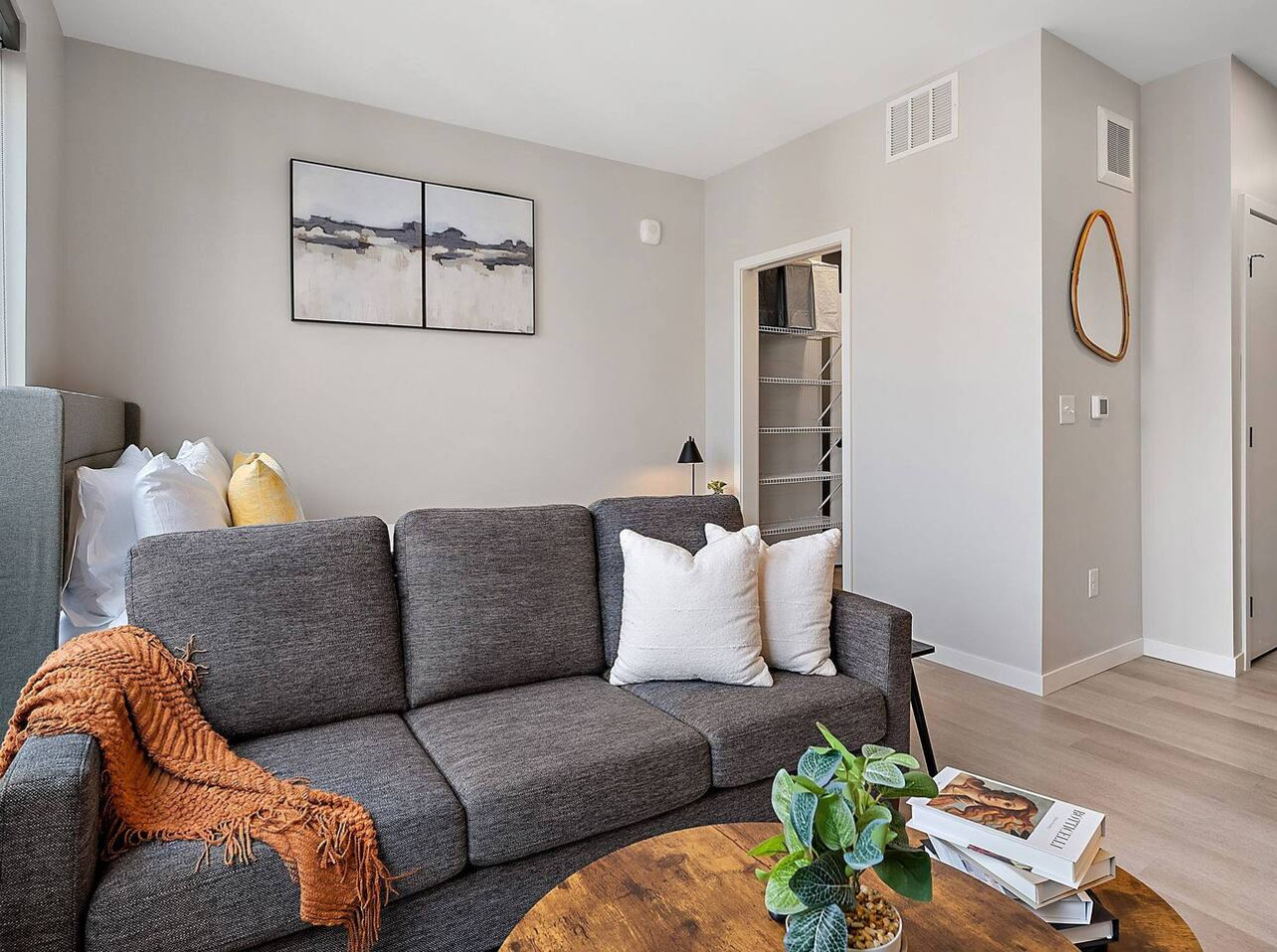 As you take a seat in the living room, the comfortable furniture and tasteful design make it easy to unwind.