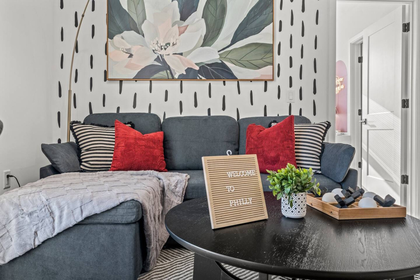 Spacious bedroom with stylish decor, perfect for unwinding after a day of exploring the local area.