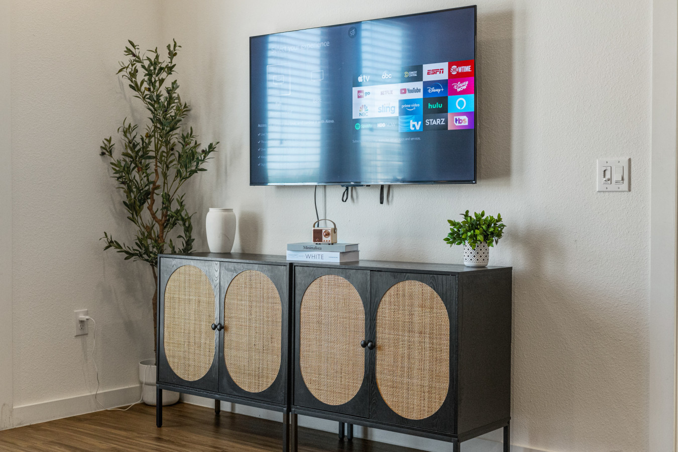 Relax in the living room and watch your favorite shows, lounging is a great way to unwind after a long day.