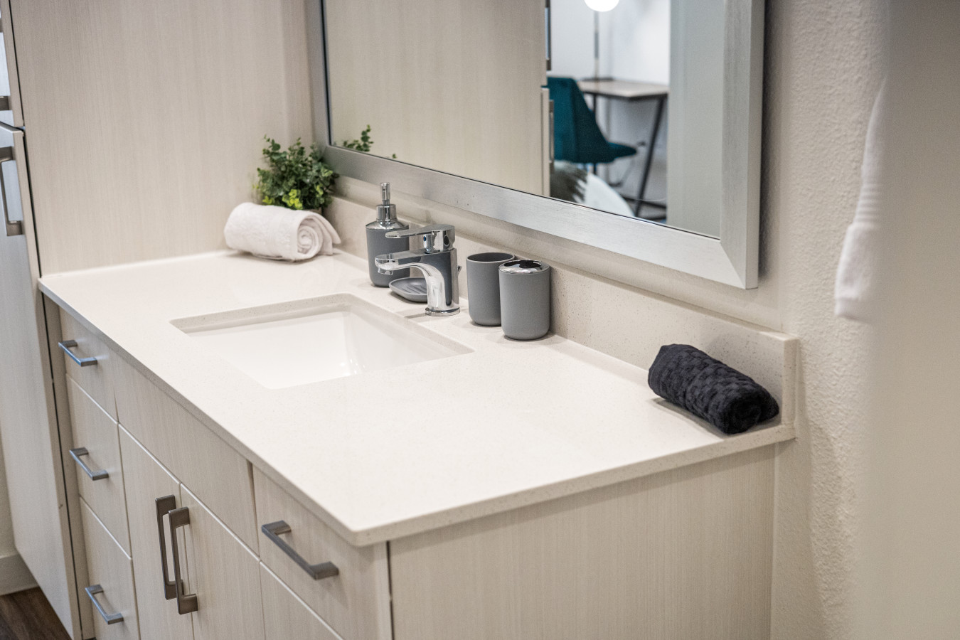 Spotless and stylish bathroom vanity with all the essentials for a comfortable stay.