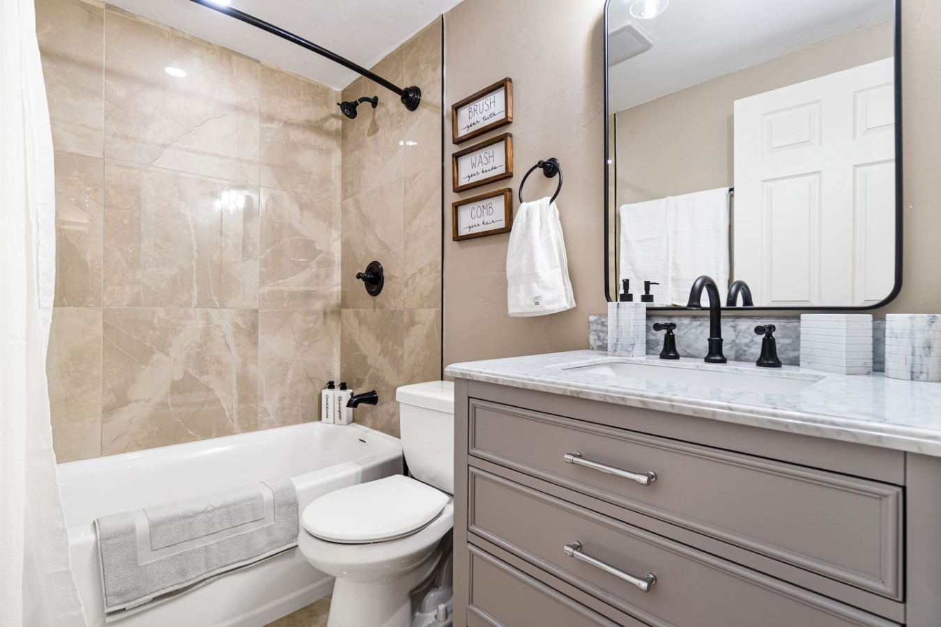 The bathroom is a private sanctuary, with a layout and features that make it the perfect place to rejuvenate.
