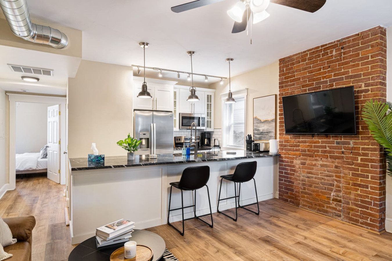 Exposed brick, smart TV