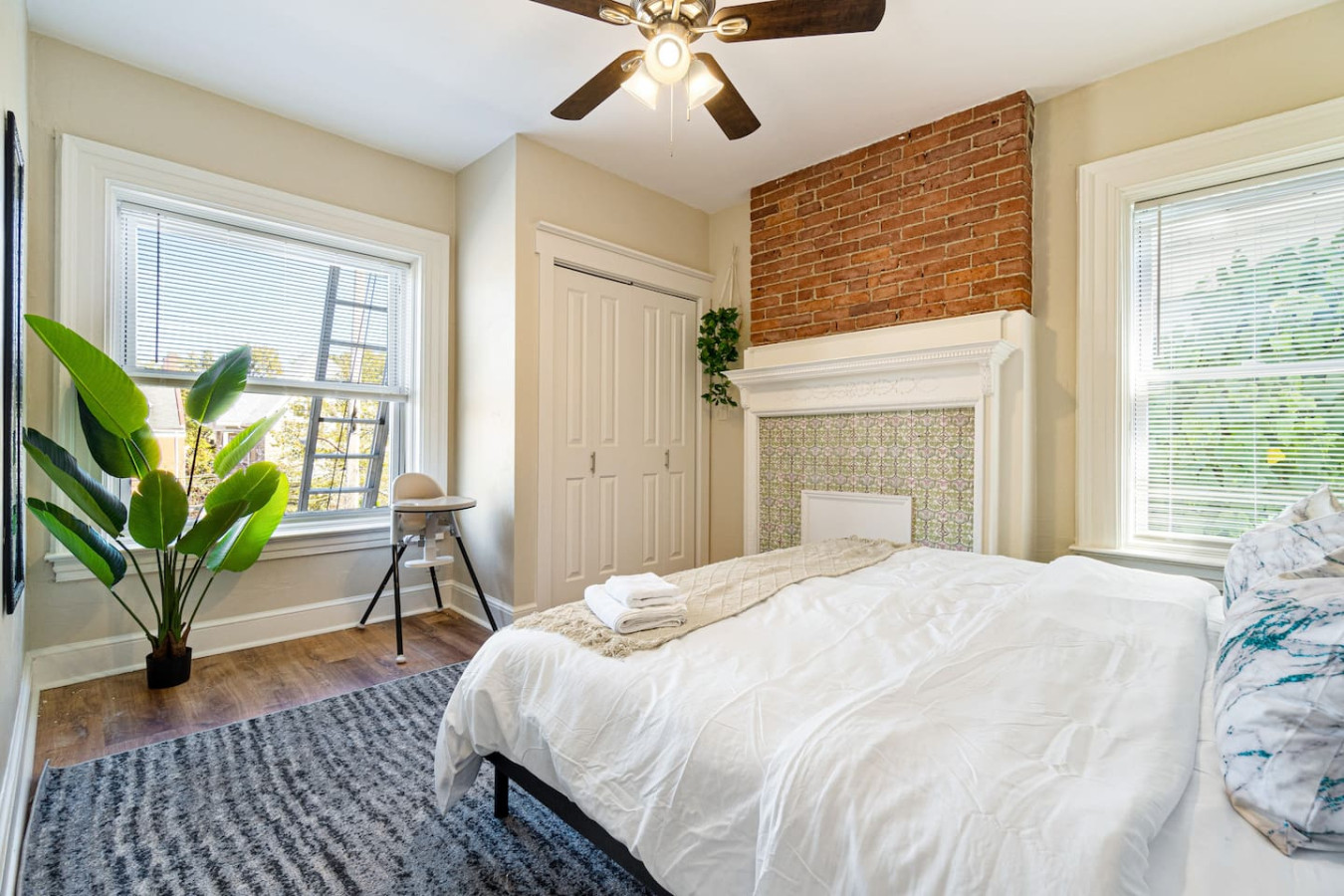 The bedroom’s serene ambiance invites you to relax, with a plush bed that promises a restful night's sleep.