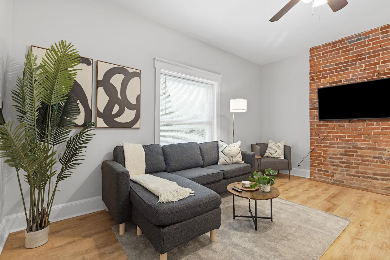 Relax in the living room and watch your favorite shows, lounging is a great way to unwind after a long day.