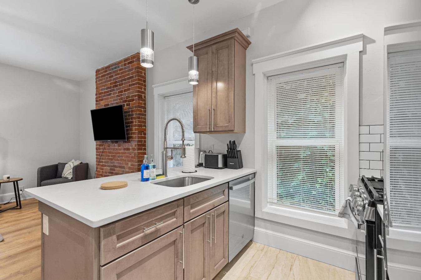 As you step into the kitchen, the clean lines and functional design make you eager to start cooking your favorite dishes.